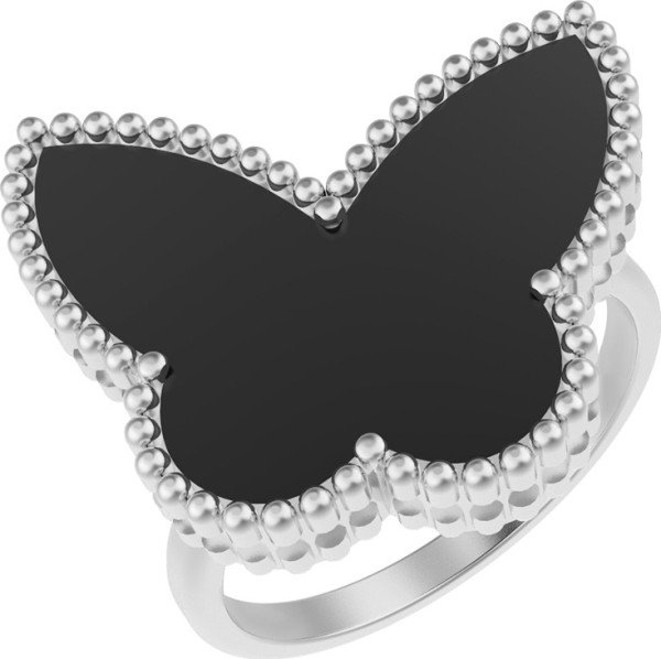 Кольцо из белого золота c ониксом