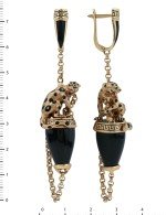 Серьги из золота c эмалью и ониксом