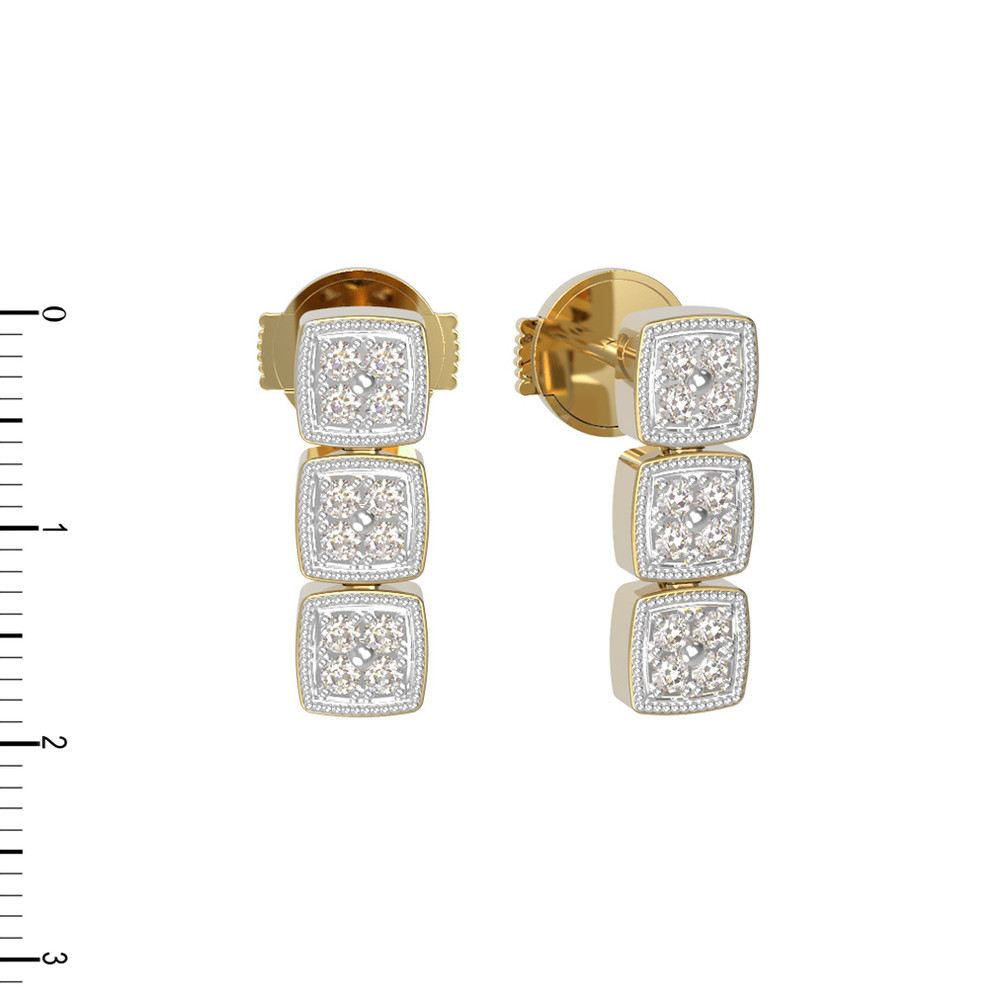 Серьги из лимонного золота 585 пробы c бриллиантами