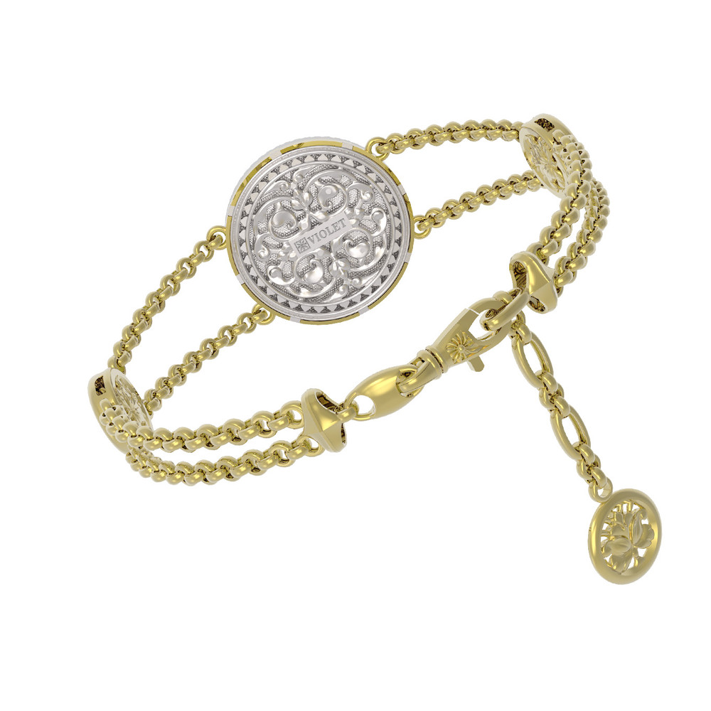 Браслет из лимонного золота 585 пробы c эмалью