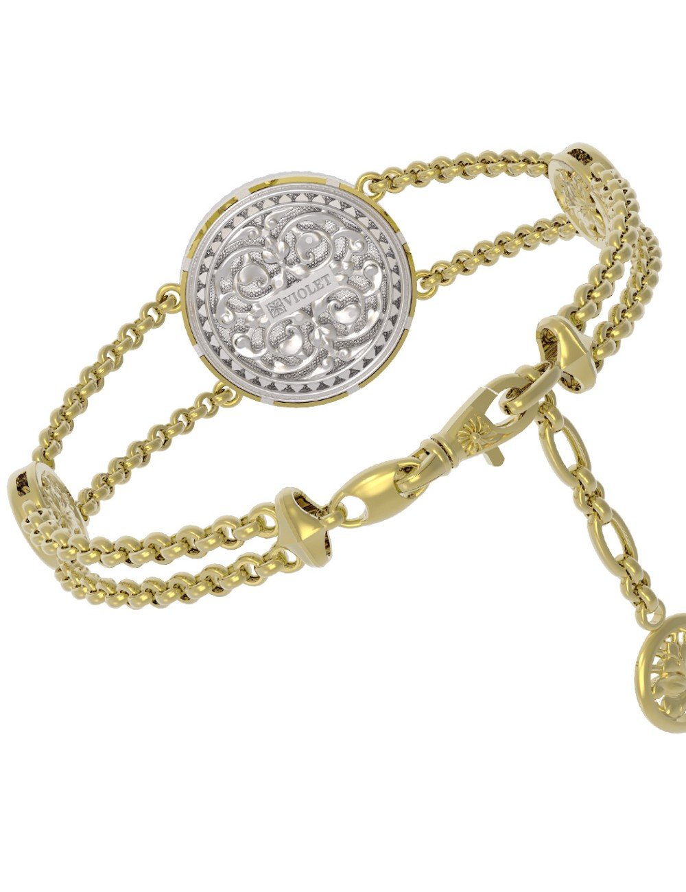 Браслет из лимонного золота c эмалью