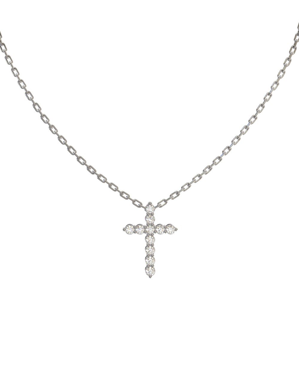 Крест из белого золота c бриллиантами