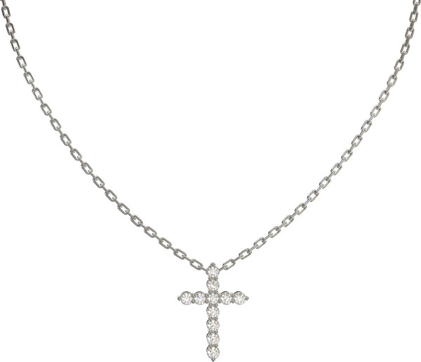 Крест из белого золота 585 пробы c бриллиантами