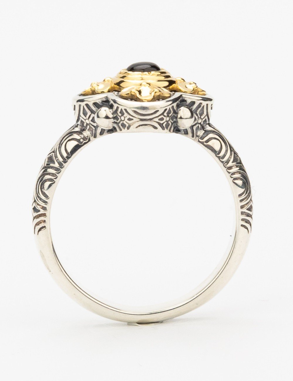 Кольцо из серебра и золота c сапфиром и рубином