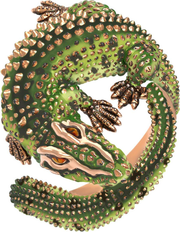 Кольцо из красного золота 585 пробы c эмалью