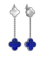 Серьги из белого золота c лазуритом и перламутром