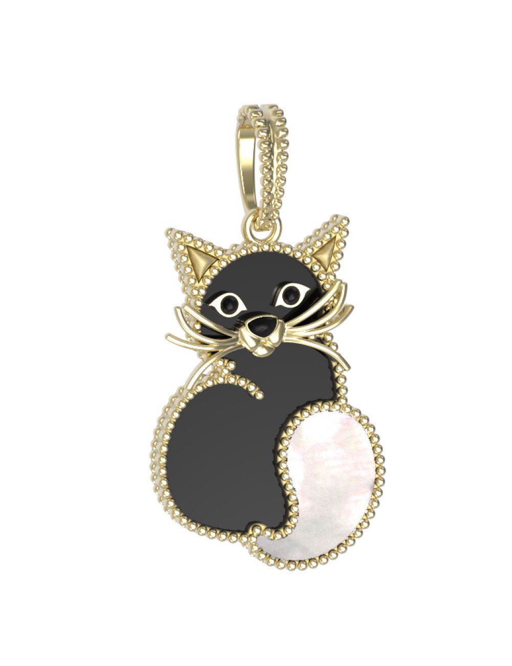 Подвеска из лимонного золота c эмалью, ониксом и перламутром