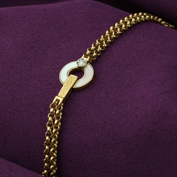 Браслет из лимонного золота 585 пробы c бриллиантами и перламутром