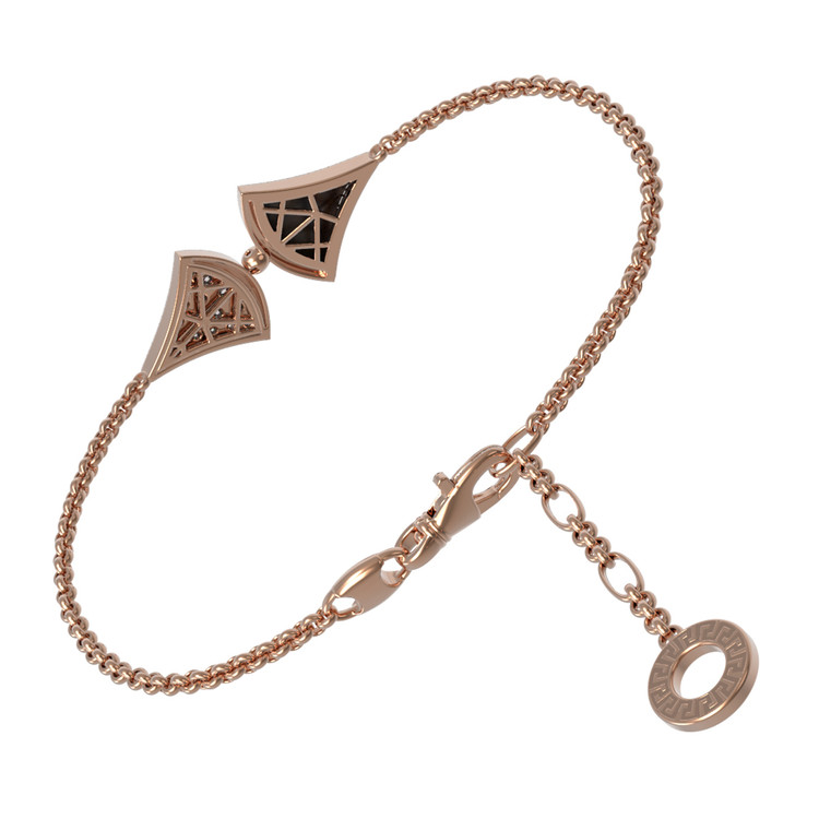 Браслет из красного золота 585 пробы c бриллиантами и ониксом