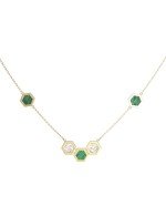 Колье из лимонного золота c малахитом и перламутром