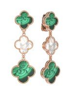 Серьги из золота c малахитом и перламутром