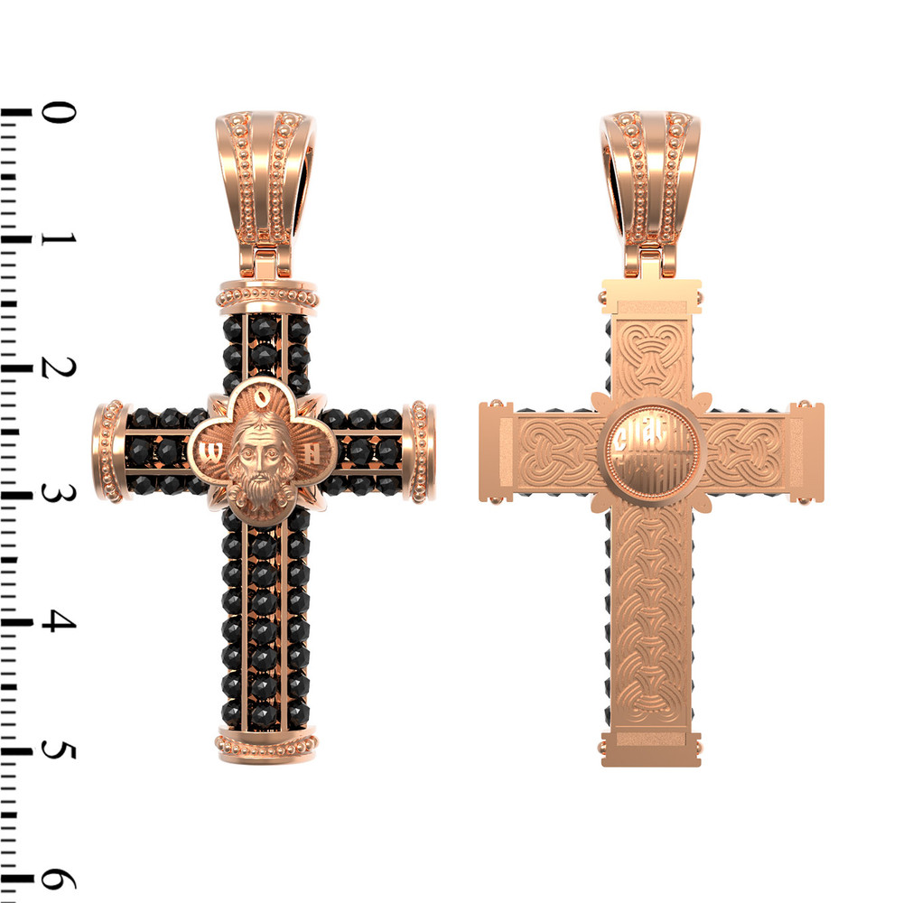 Крест из красного золота 585 пробы c ониксом