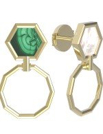 Серьги из лимонного золота c малахитом и перламутром