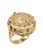 Кольцо из золота c ониксом и перламутром