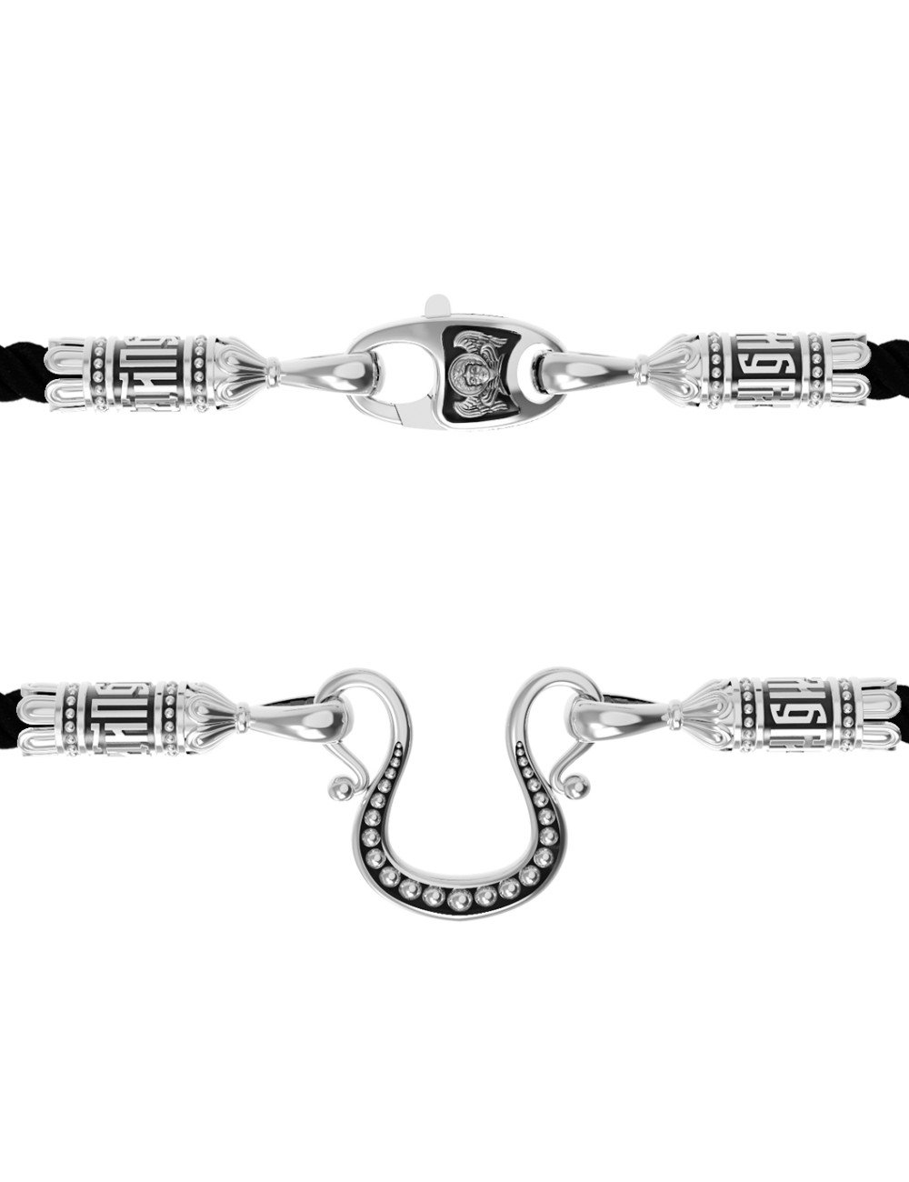 Шнурок шёлковый из белого золота c шёлковым шнурком