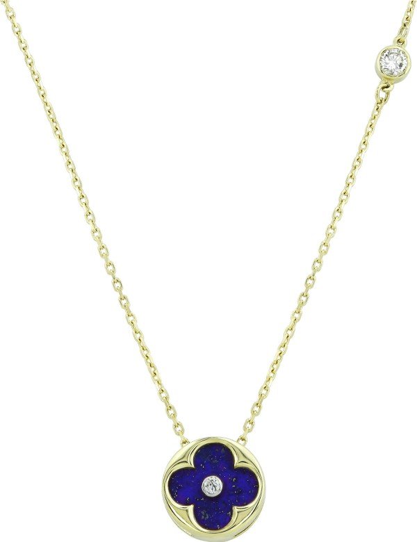 Колье из лимонного золота c бриллиантами и лазуритом
