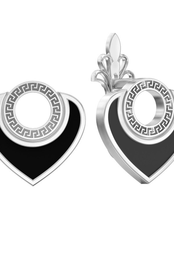 Серьги из белого золота c ониксом