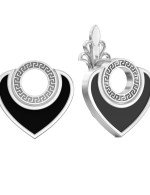 Серьги из белого золота c ониксом