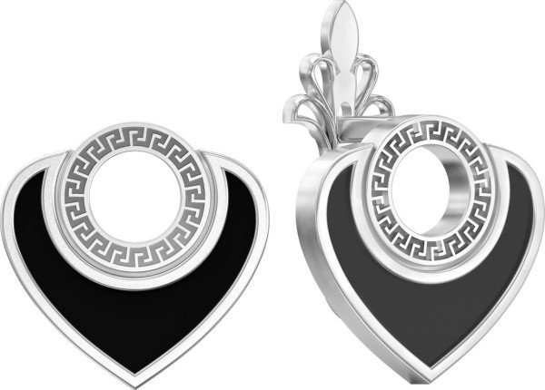 Серьги из белого золота c ониксом