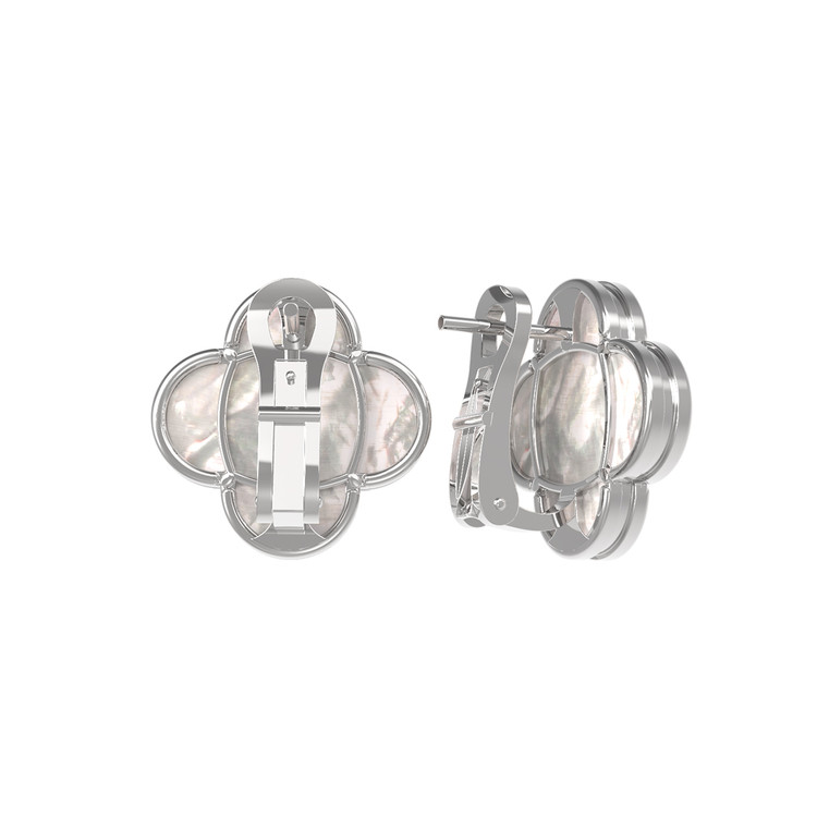 Серьги из белого золота 585 пробы c перламутром