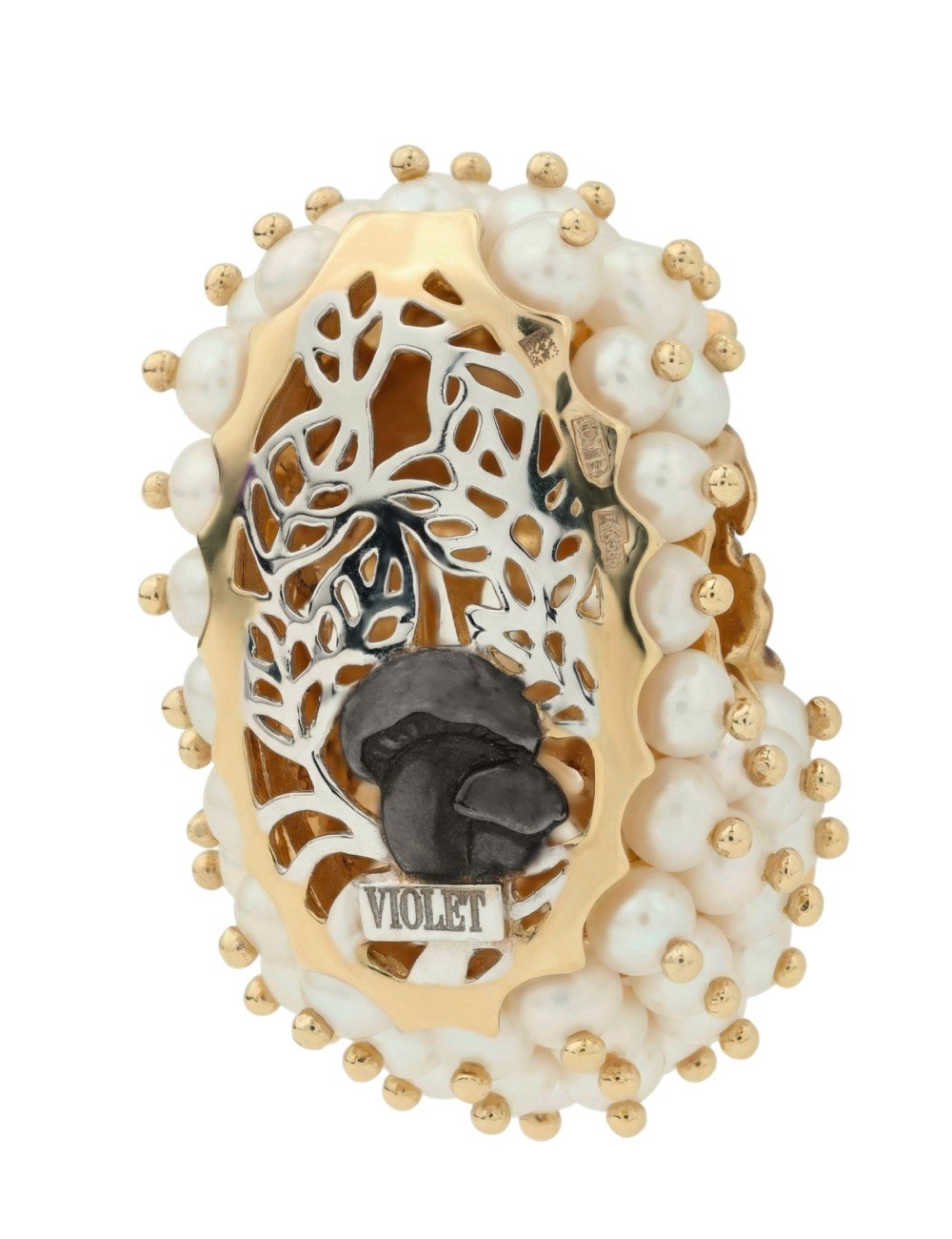 Подвеска из золота c эмалью и жемчугом