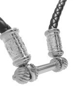 Гайтан из белого золота c кожаным шнурком