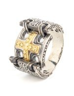 Кольцо из серебра и золота c рубином