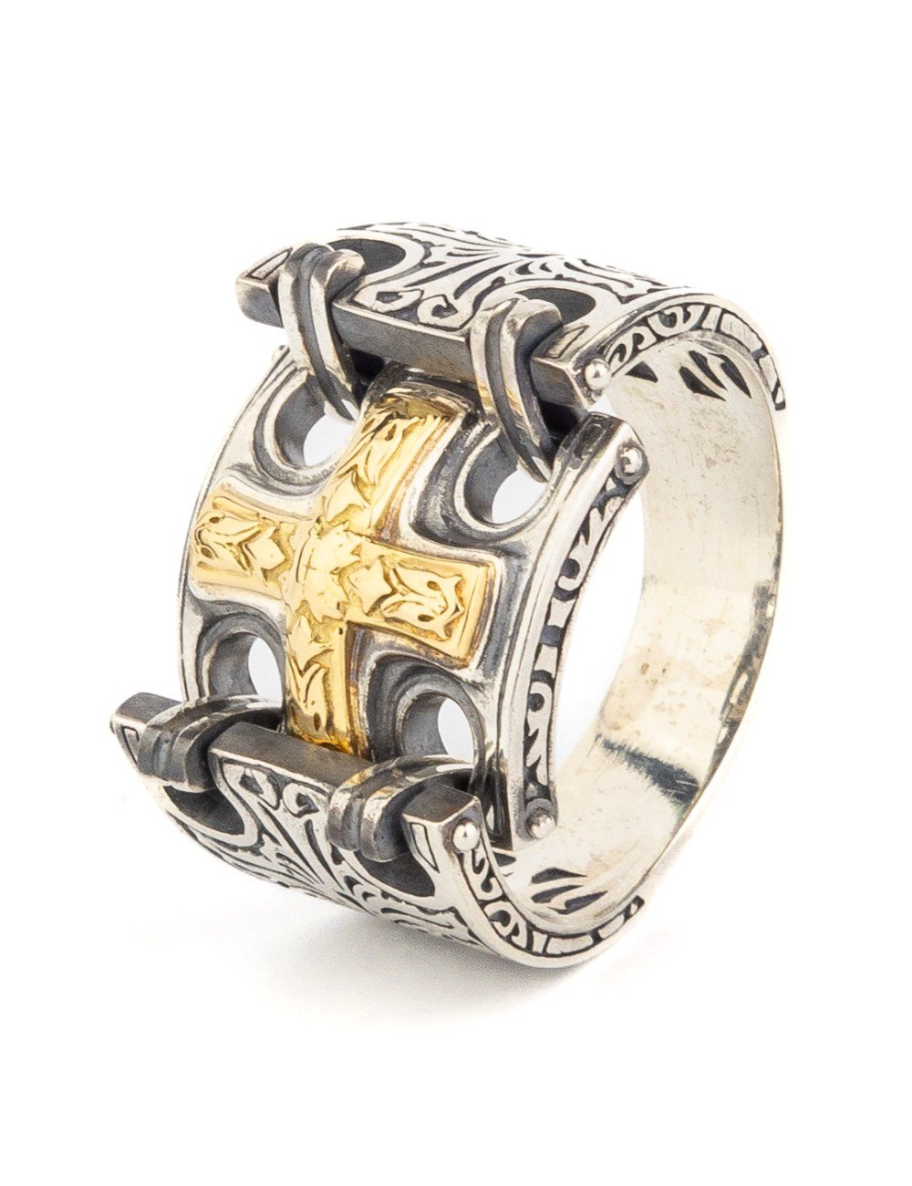 Кольцо из серебра и золота c рубином