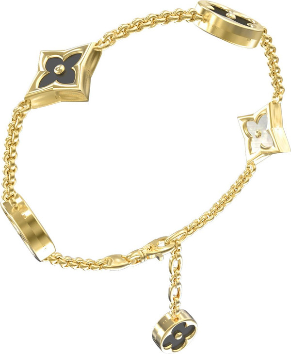 Браслет из лимонного золота 585 пробы c ониксом и перламутром