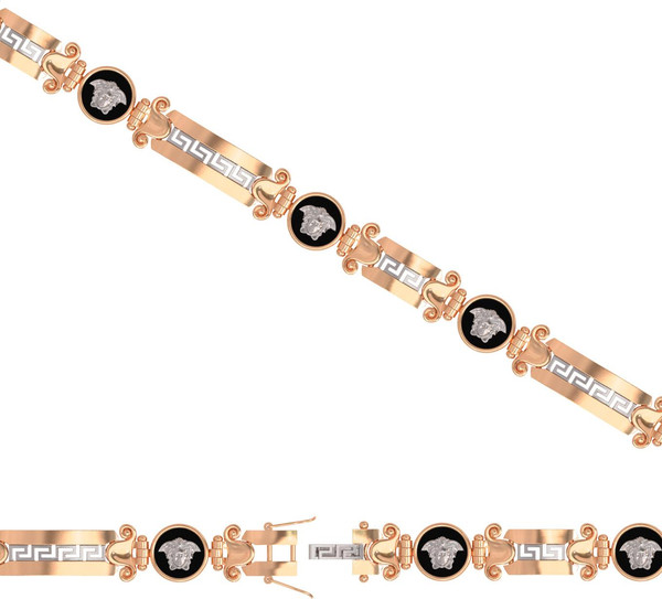 Браслет из красного золота 585 пробы c ониксом