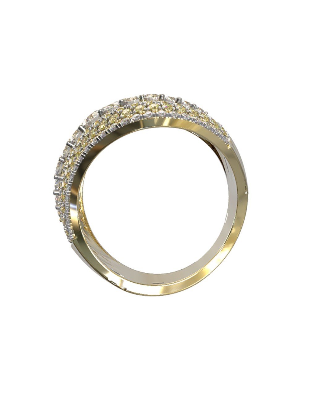 Кольцо из лимонного золота c бриллиантами и сапфиром