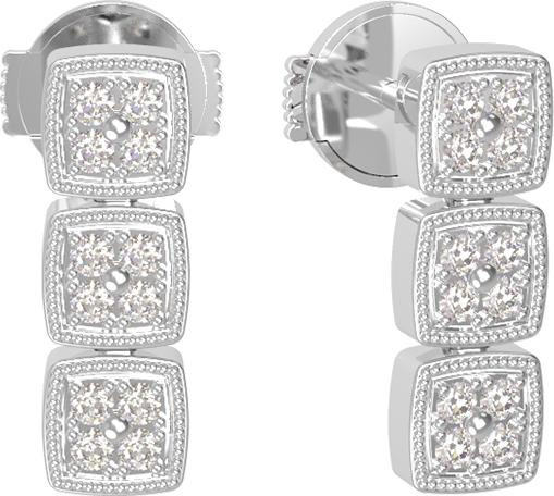 Серьги из белого золота 585 пробы c бриллиантами