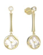 Серьги из лимонного золота c фианитом и перламутром