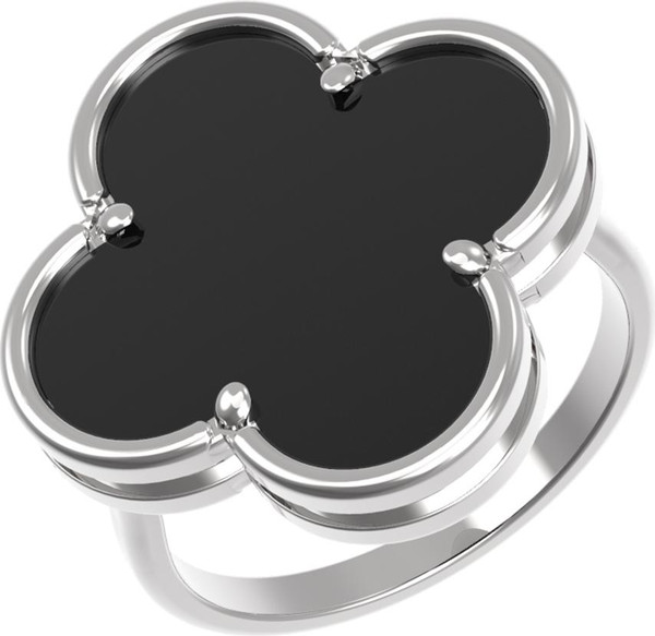 Кольцо из белого золота 585 пробы c ониксом