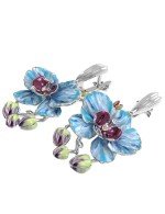 Серьги из белого золота c эмалью