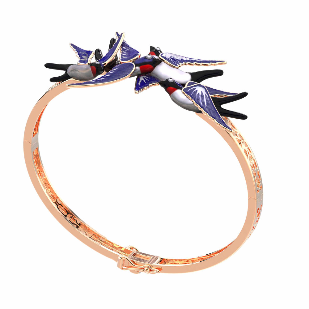 Браслет из красного золота 585 пробы c эмалью