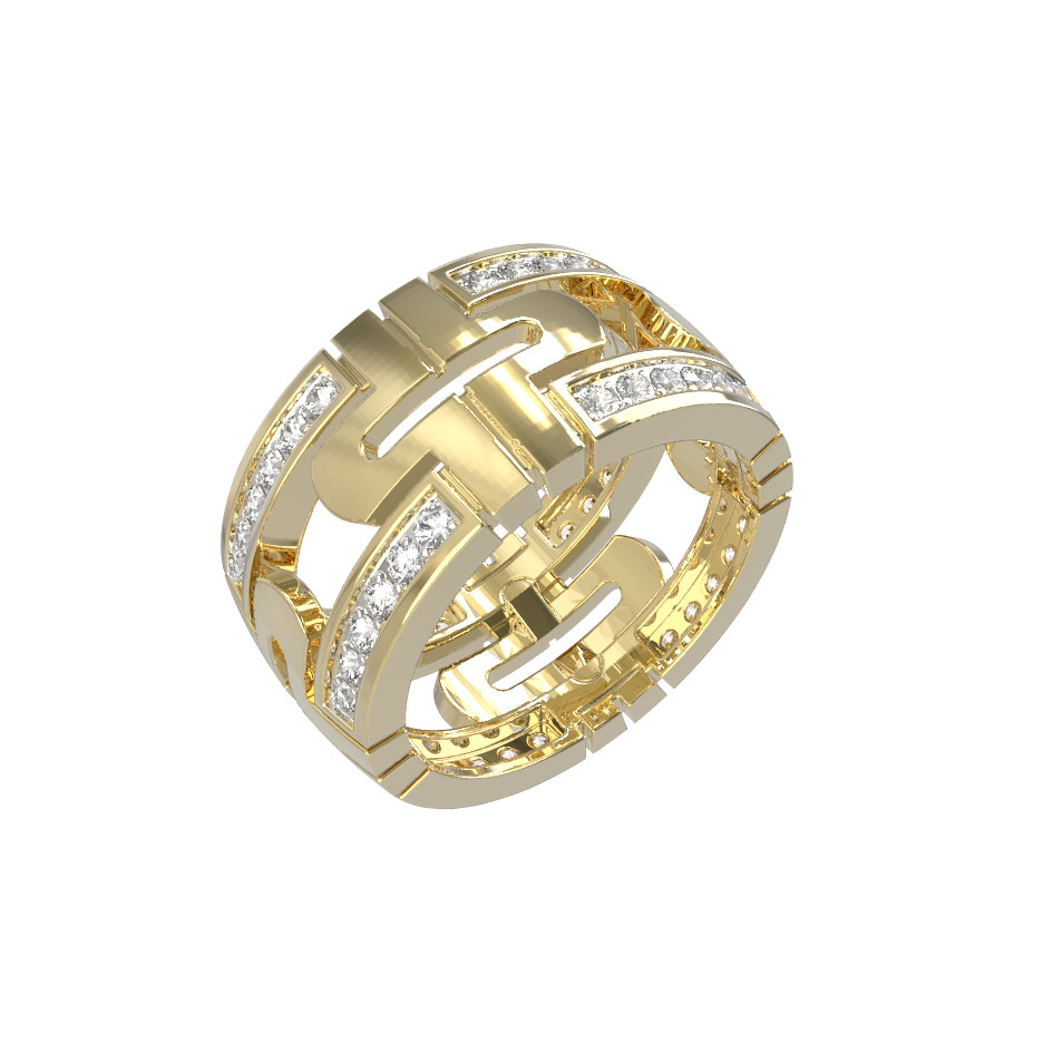 Кольцо из лимонного золота 585 пробы c бриллиантами