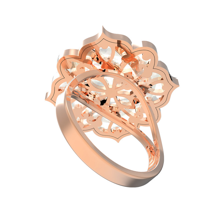 Кольцо из красного золота 585 пробы c ониксом и перламутром