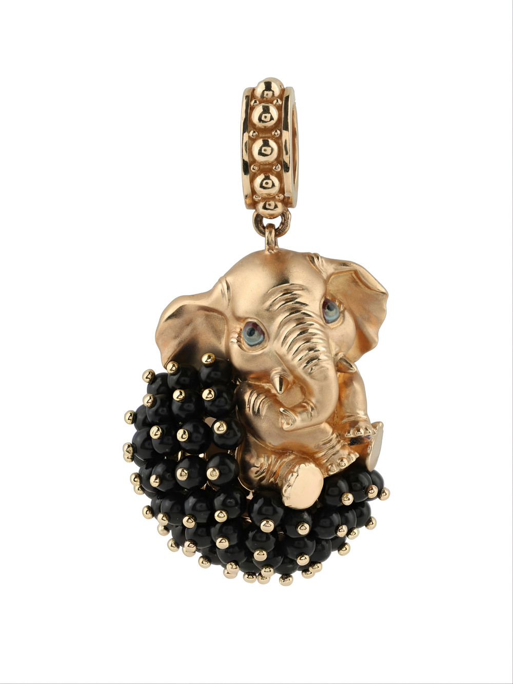 Подвеска из красного золота 585 пробы c эмалью и ониксом