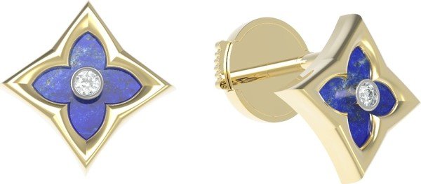 Серьги из лимонного золота c бриллиантами и лазуритом