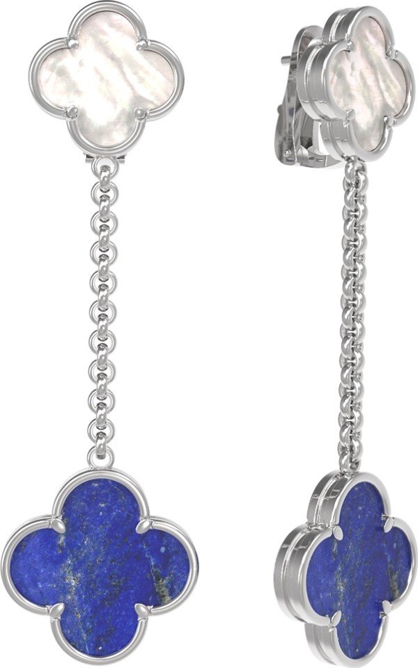 Серьги из белого золота c лазуритом и перламутром