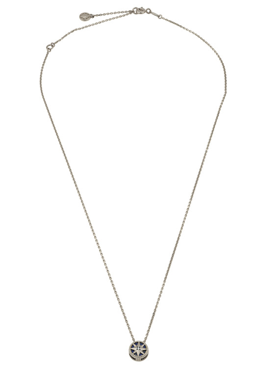 Колье из белого золота 585 пробы c бриллиантами и лазуритом