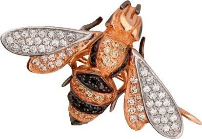 Брошь из золота c эмалью и фианитом