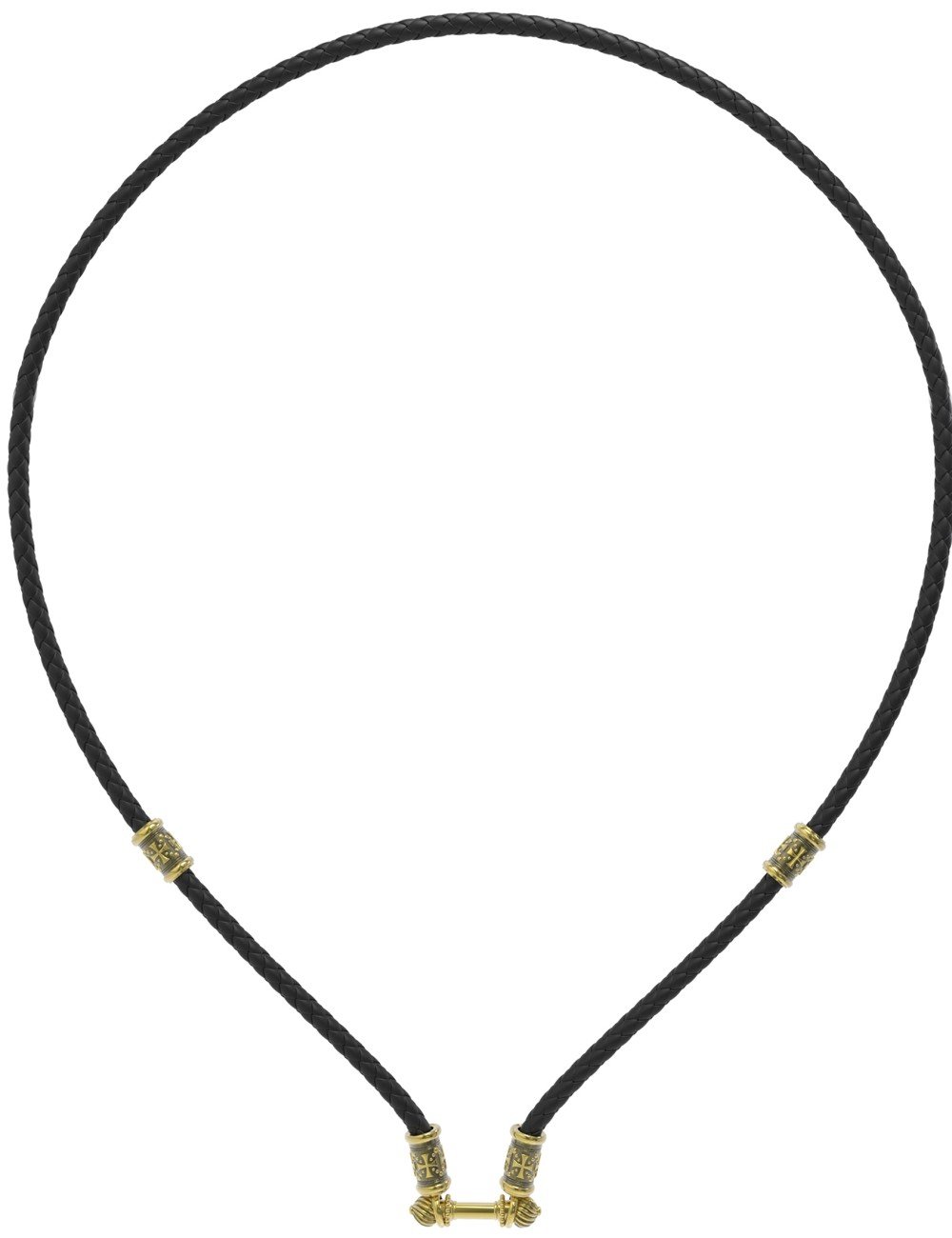 Гайтан из лимонного золота c кожаным шнурком