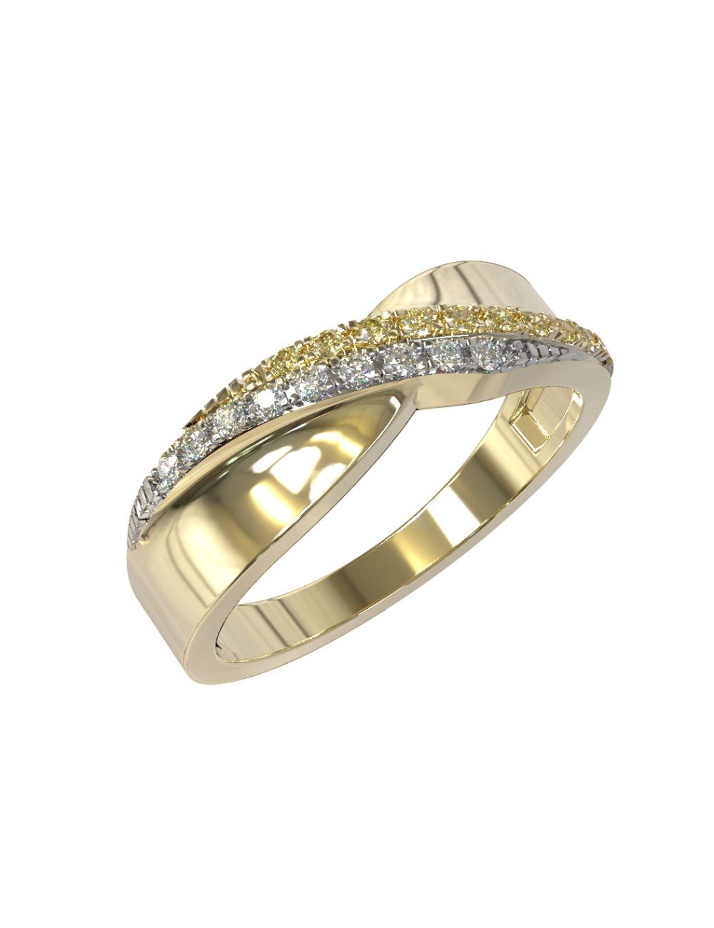 Кольцо из лимонного золота c бриллиантами