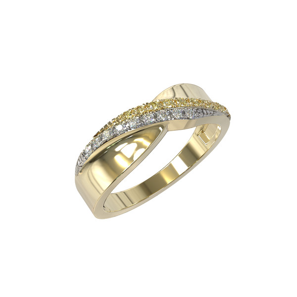 Кольцо из лимонного золота 585 пробы c бриллиантами