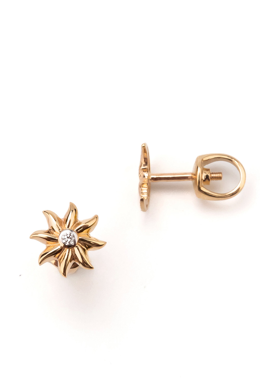 Серьги из красного золота 585 пробы c бриллиантами