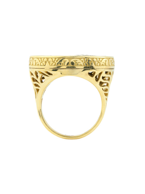 Кольцо из лимонного золота 585 пробы c эбеновым деревом