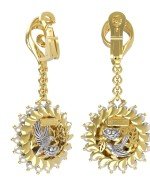 Серьги из лимонного золота c эмалью и жемчугом