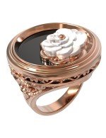 Кольцо из золота c ониксом и перламутром